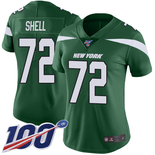 New York Jets Limited Green Women Brandon Shell Home Jersey NFL Football #72 100th Season Vapor Untouchable